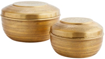 Pojemniki ozdobne Mata 20x13 cm złote (2-set) – obraz-1