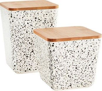 Pojemniki z pokrywką Square Avior (2-set) czarno-białe – obraz-1