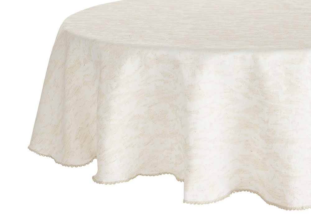 Покривка за маса с бродиран маншет кръгла ф 140 см – изображение-1