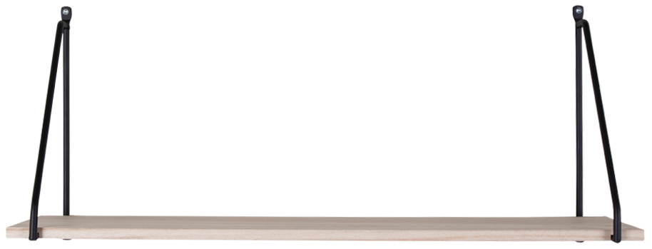 Półka wisząca czarna metalowa rama półka naturalna drewno 65x17 cm – grafika-1.