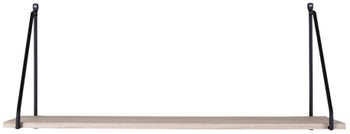 Półka wisząca czarna metalowa rama półka naturalna drewno 65x17 cm – grafika-1.