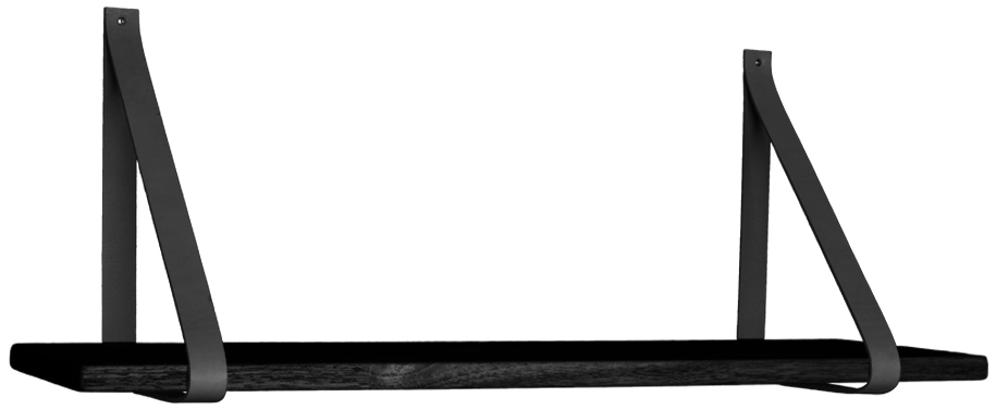 Półka wisząca czarna drewno kauczuk 120x20 cm – grafika-1.