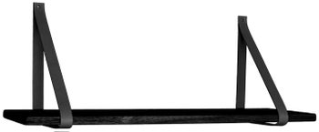 Półka wisząca czarna drewno kauczuk 80x20 cm – grafika-1.