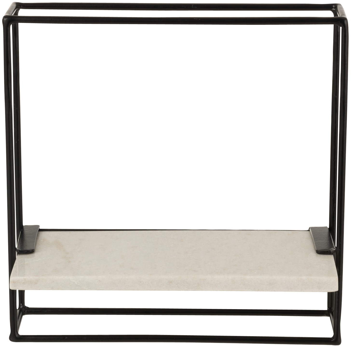 Półka wisząca czarna metalowa rama biała marmurowa półka 35x16 cm – obraz-1