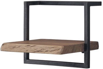 Półka wisząca czarna metalowa rama naturalna półka drewno akacja 40x30 cm – grafika-1.