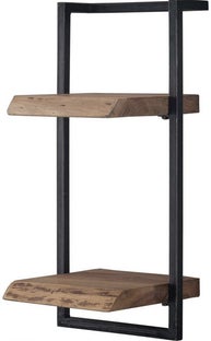 Półka wiszaca czarna metalowa rama naturalna półka drewno akacja 30x65 cm – grafika-1.