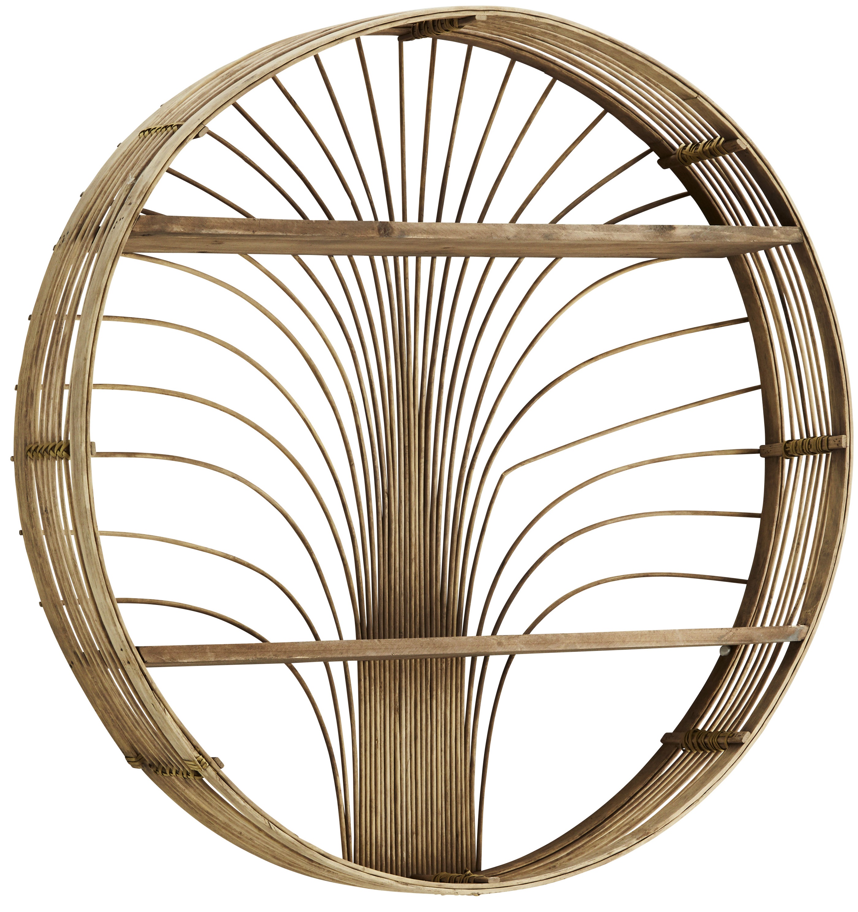 Półka wisząca okrągła naturalna rattan Ø60x60 cm – obraz-1
