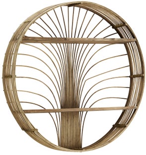 Półka wisząca okrągła naturalna rattan Ø60x60 cm – obraz-1