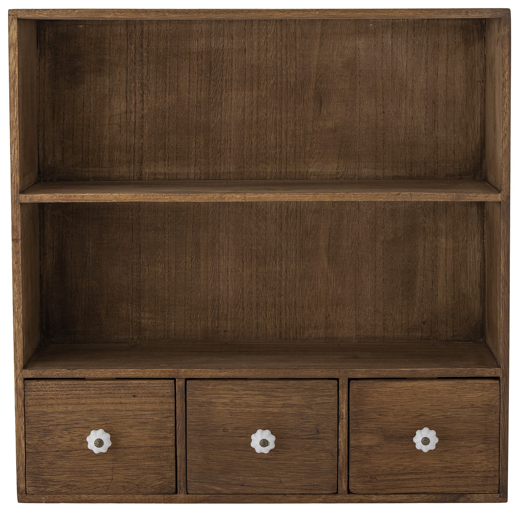 Półka wisząca MDF z szufladkami brązowa 50x50 cm – obraz-1