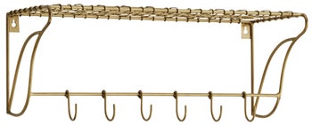 Półka wisząca z wieszakami złota metalowa 50x20 cm – obraz-1