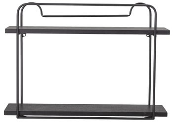 Półka wisząca czarna metalowa rama fornirowane półki 45x13 cm – obraz-1