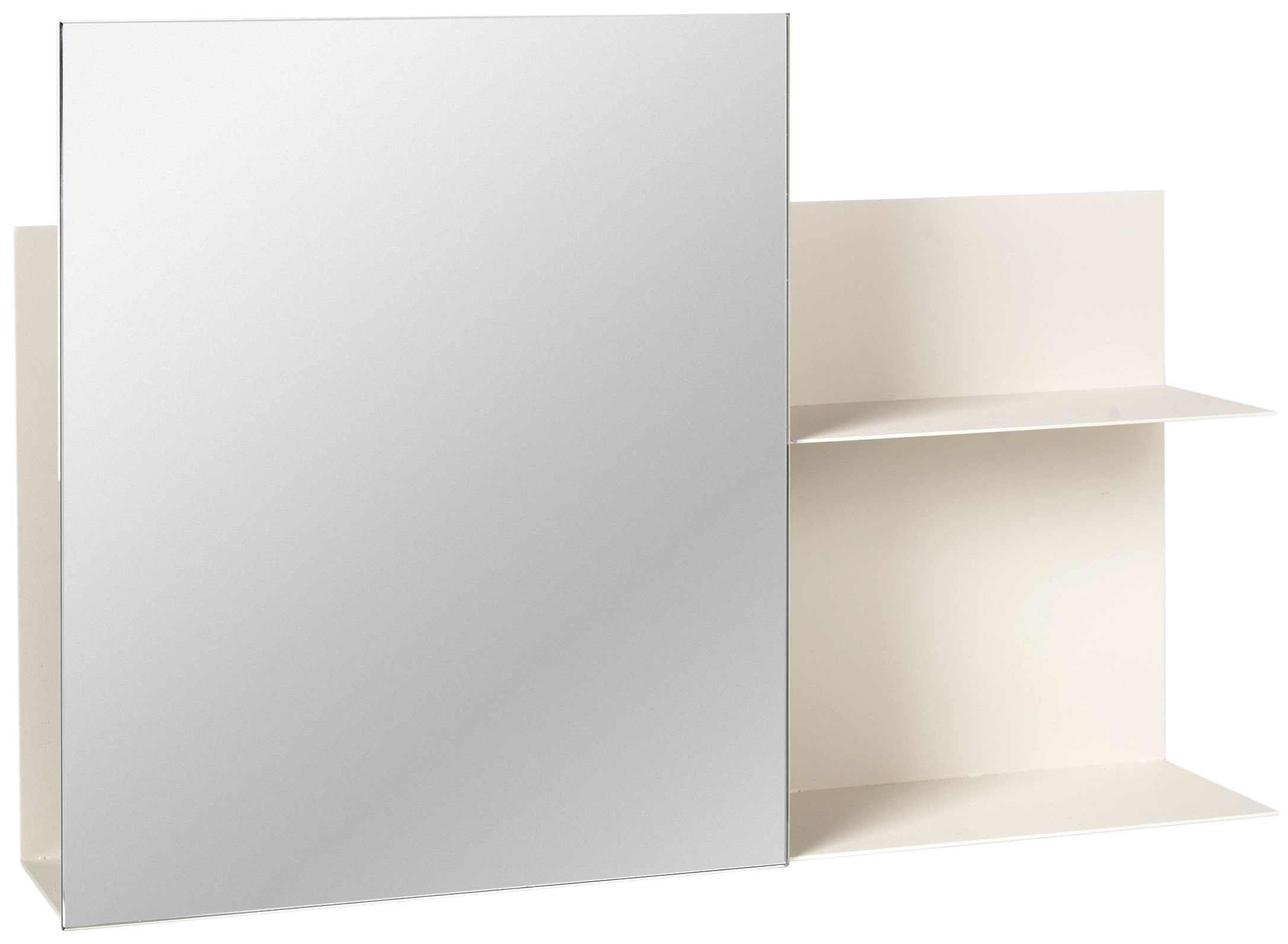 Półka wisząca z lustrem kremowa metalowa 51x10 cm – obraz-1