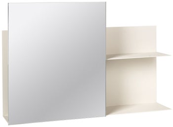 Półka wisząca z lustrem kremowa metalowa 51x10 cm – obraz-1