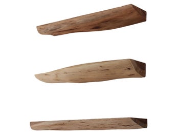 Zestaw 3 półek wiszących naturalny drewno akacja 60x13 cm – grafika-1.