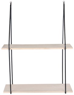 Półka wisząca czarna metalowa rama półki naturalne drewno paulownia 55x21 cm – grafika-1.