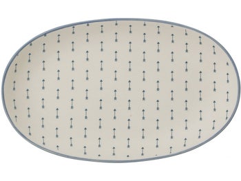 Półmisek ceramiczny biały w niebieskie strzały 22x13 cm – obraz-1
