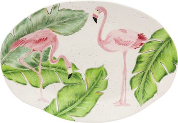 Półmisek ceramiczny biały flaming 40x4 cm – obraz-1
