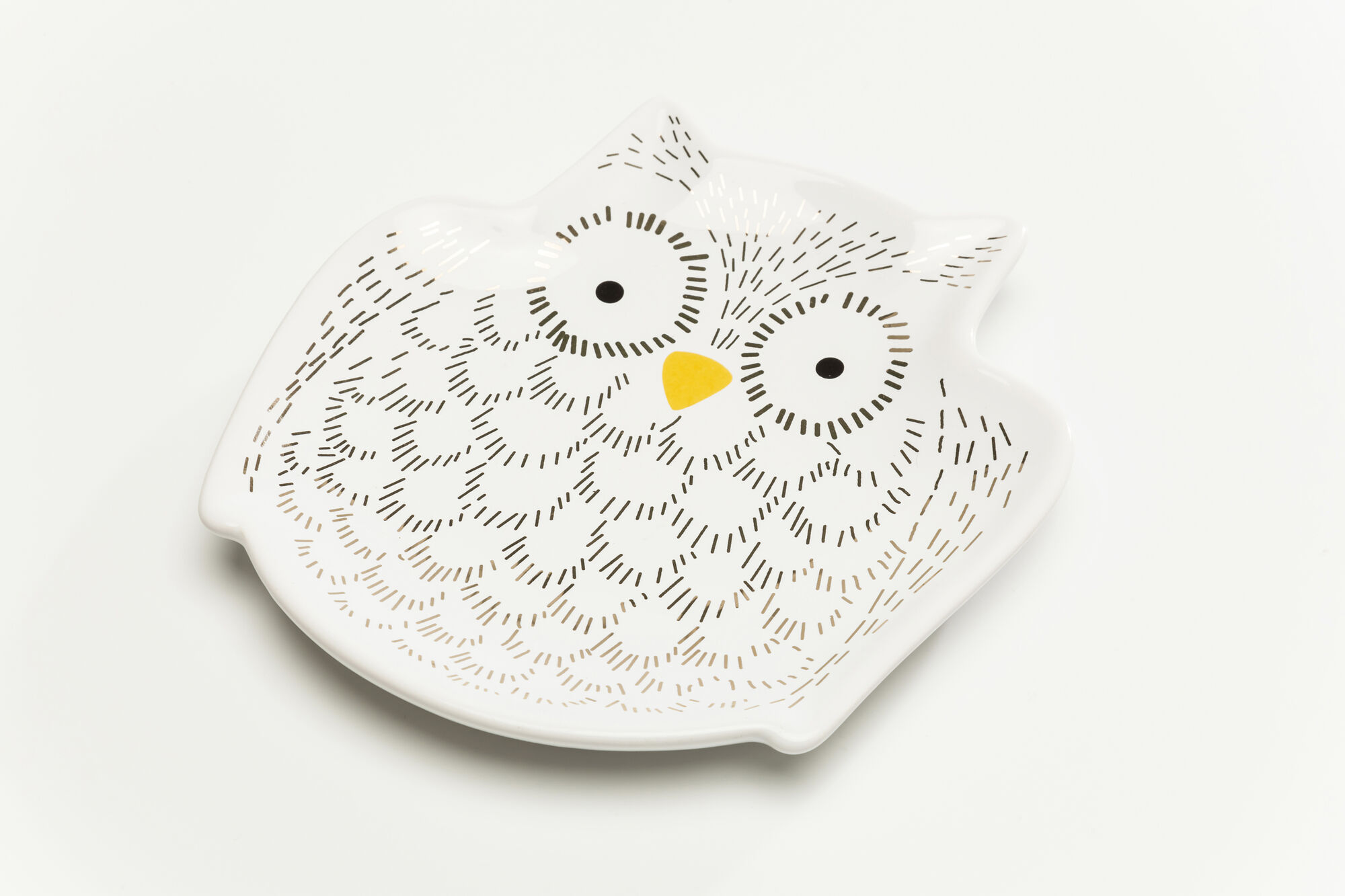 Talerz dekoracyjny Owl 15x15 cm biało-czarny – obraz-1