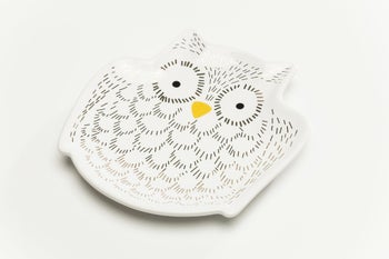 Talerz dekoracyjny Owl 15x15 cm biało-czarny – obraz-1