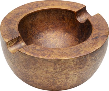 Popielniczka złota antyczna z aluminium okrągła Ø13 cm – obraz-1
