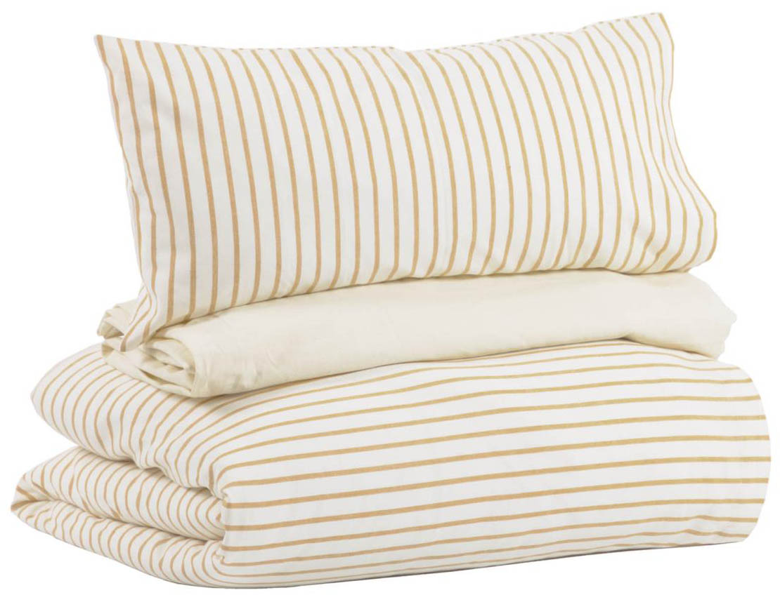 Komplet prześcieradło poszewka na kołdrę i poduszkę bawełna paski 60x120 cm – obraz-1