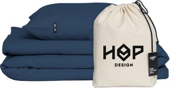 Pościel 160x200 cm granatowa 50x60 cm – obraz-1