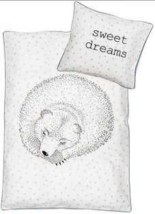 Pościel Sweet dreams 70x100 cm - 45x40 cm biało-niebieska – obraz-1