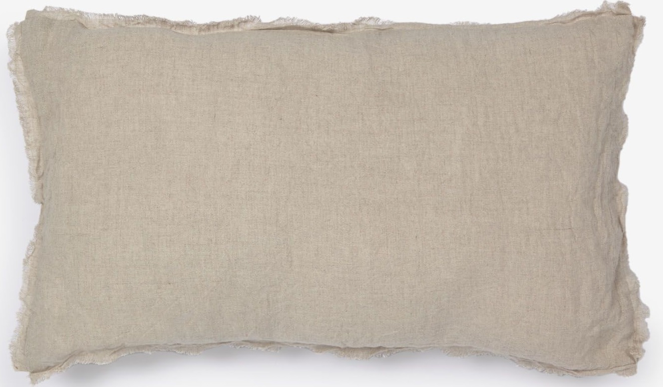 Poszewka lniana beżowa 50x30 cm – obraz-1