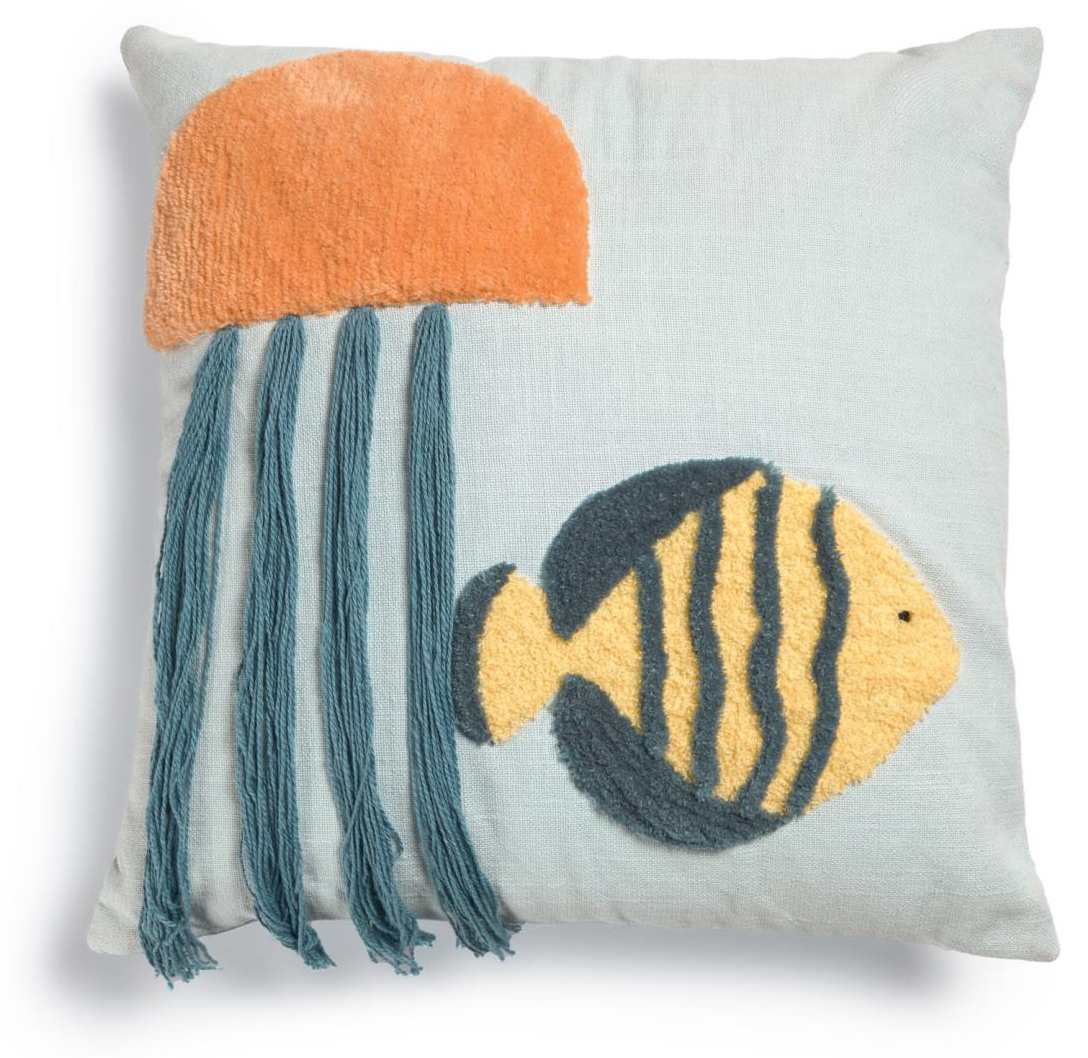 Poszewka dekoracyjna dziecięca meduza i rybka 45x45 cm – obraz-1