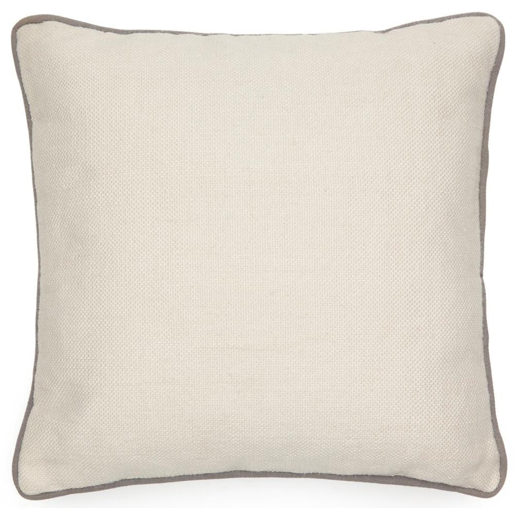 Poszewka dekoracyjna eko PET z recyklingu biała lamówka szara 45x45 cm – obraz-1