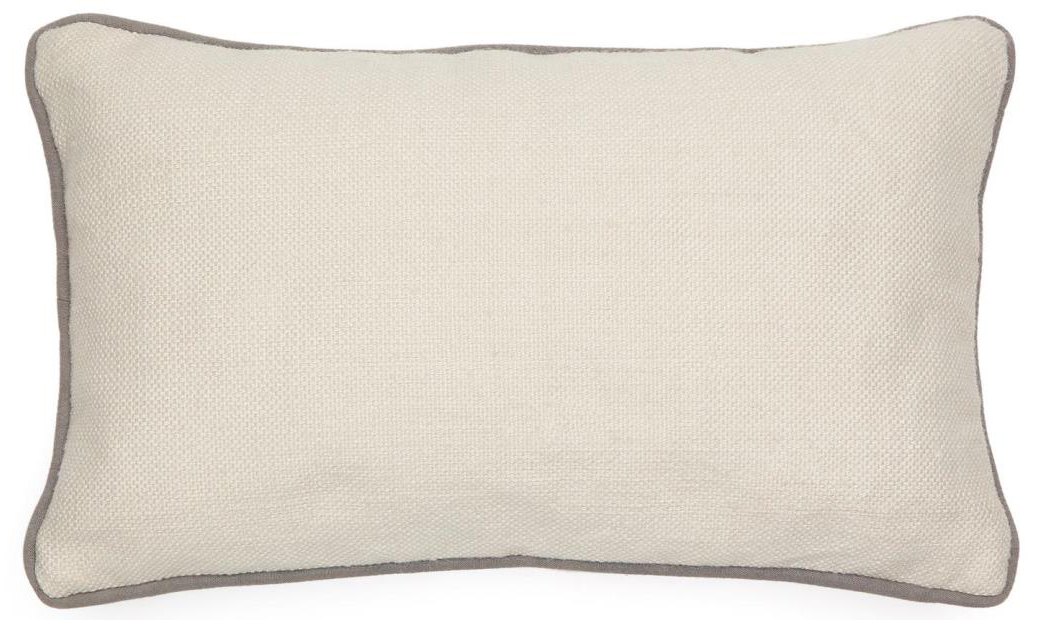 Poszewka dekoracyjna eko PET z recyklingu biała lamówka szara 50x30 cm – obraz-1