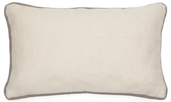 Poszewka dekoracyjna eko PET z recyklingu biała lamówka szara 50x30 cm – obraz-1