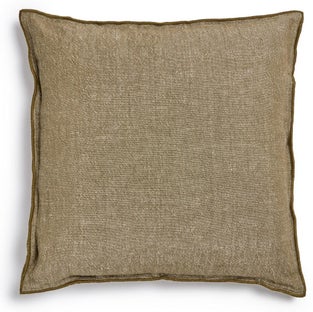 Poszewka dekoracyjna len i bawełna zielona 45x45 cm – obraz-1