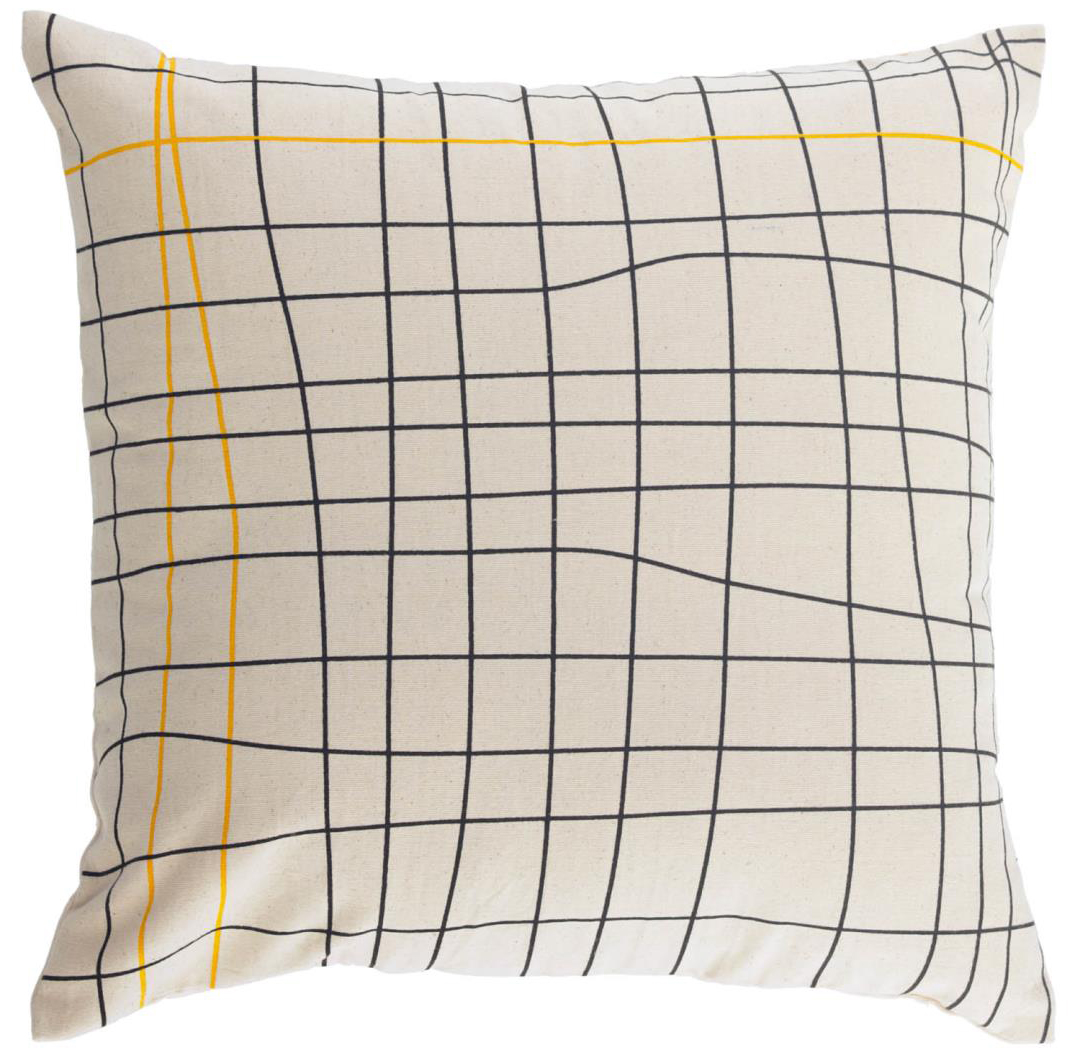 Poszewka na poduszkę bawełna beżowa kratka 45x45 cm – obraz-1