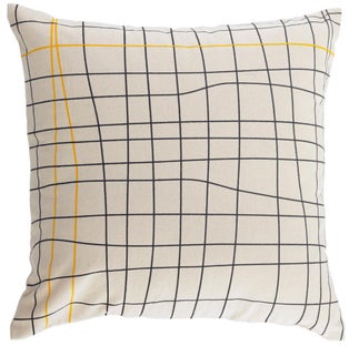 Poszewka na poduszkę bawełna beżowa kratka 45x45 cm – obraz-1