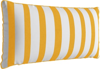 Prostokątna poduszka ogrodowa w żółte paski 60x30 cm – obraz-1
