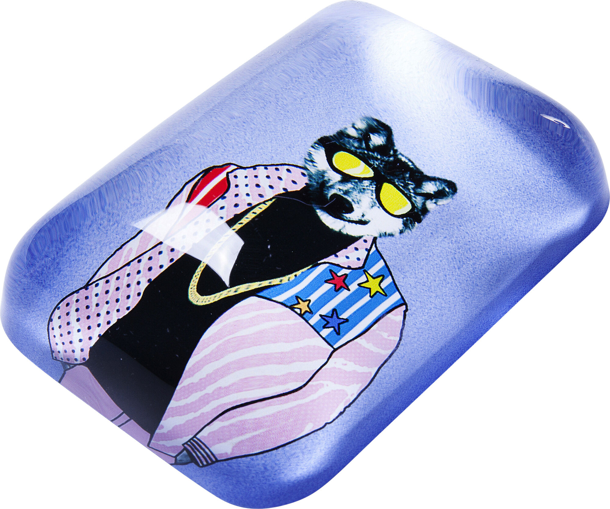 Przycisk do papieru gangster wilk szklany kolorowy 7x3 cm – obraz-1