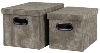 Pudełka do przechowywania tkanina sztruksowa oliwkowa zieleń 2-set – obraz-1