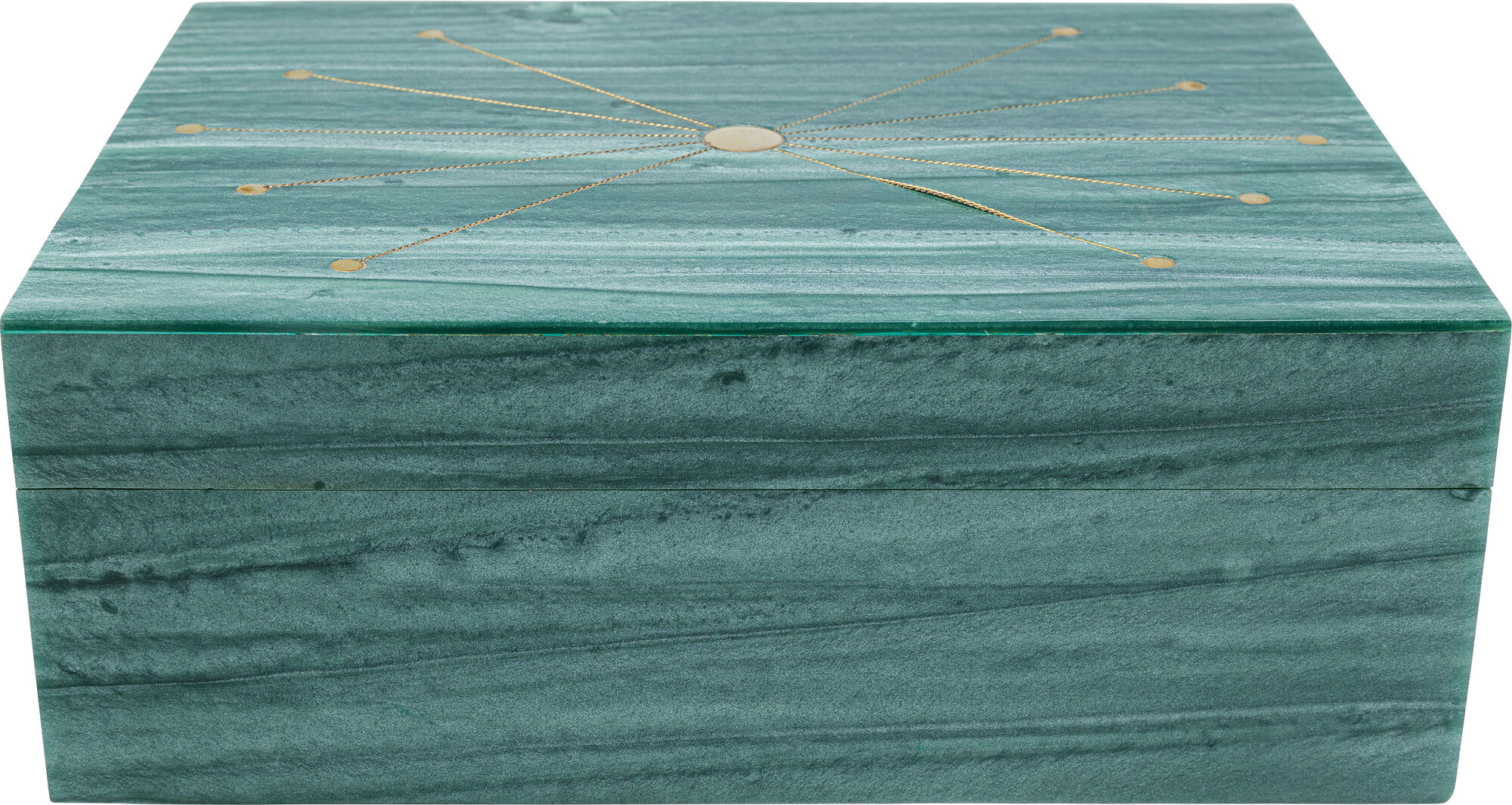 Pudełko na biżuterię MDF zielono-złote 21x16 cm – obraz-1