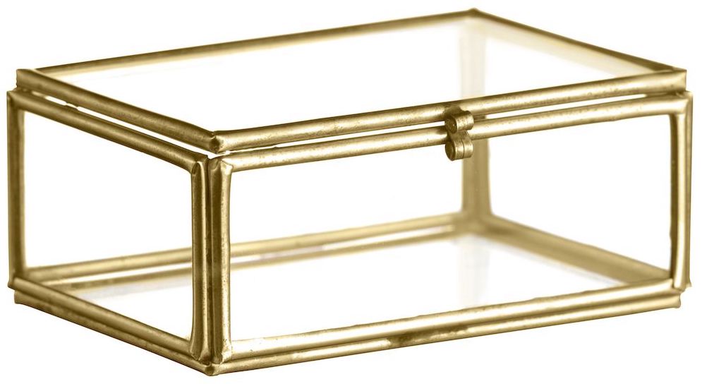 Pudełko szklane Rulzo 9x4 cm mosiężne – obraz-1