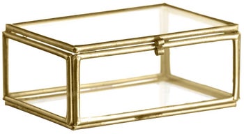 Pudełko szklane Rulzo 9x4 cm mosiężne – obraz-1