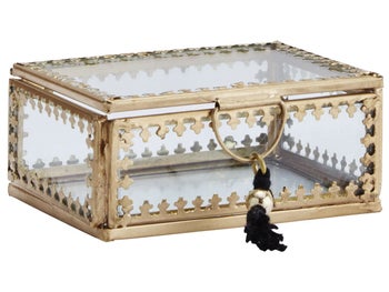 Pudełko szklane Zanya 9x4 cm złote – obraz-1