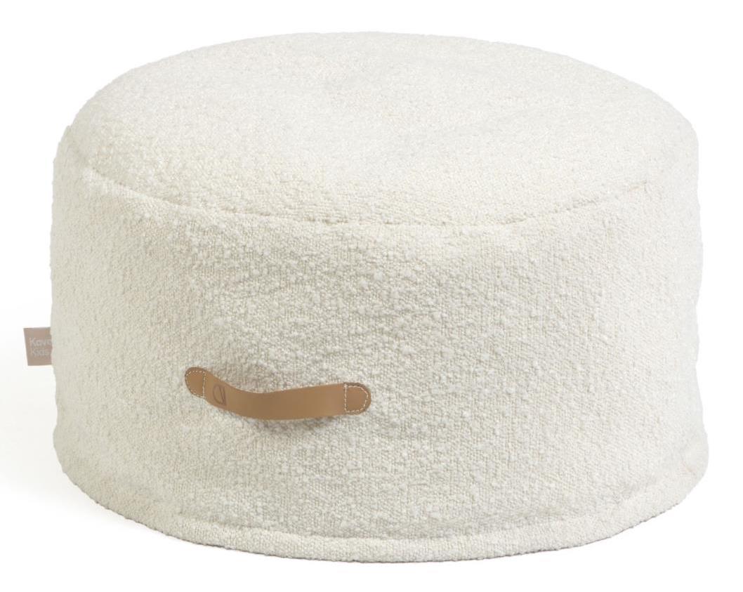Pufa okrągła tkanina boucle biała – obraz-1
