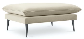 Pufa prostokątna welurowa beżowa nogi czarne – obraz-1