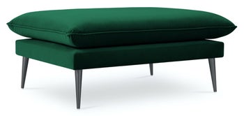 Pufa prostokątna welurowa zielona nogi czarne – obraz-1