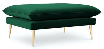 Pufa prostokątna welurowa zielona nogi złote – obraz-1