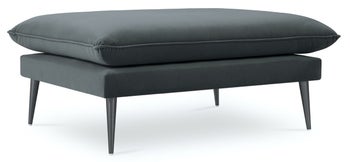 Pufa prostokątna welurowa szara nogi czarne – obraz-1