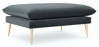 Pufa prostokątna welurowa szara nogi złote – obraz-1