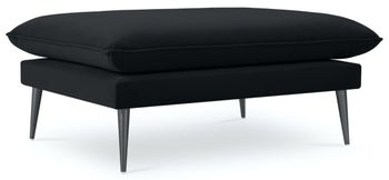 Pufa prostokątna welurowa czarna nogi czarne – obraz-1