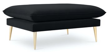 Pufa prostokątna welurowa czarna nogi złote – obraz-1